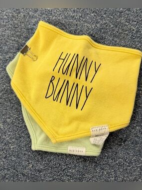 Rae Dunn Kids "Hunny Bunny" Yellow Bandana Bib 2 pack